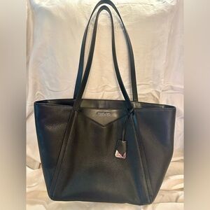 Michael Kors Black Pebbled Leather Tote with Signature Tag